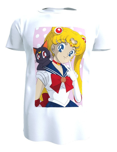 Polera Diseño Sailor Moon, Poliester Tacto Algodón