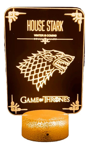 Lámpara 3d House Stark Got Base Agrietada + C. Remoto+ Pilas