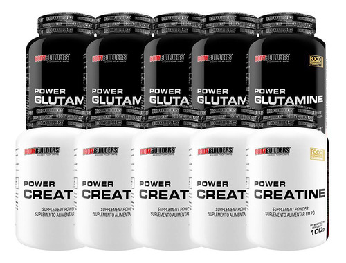 Kit 5x Power Glutamine 100g+ 5x Power Creatine 100g