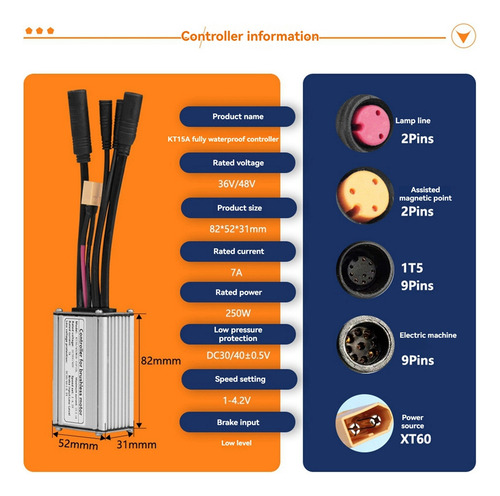 Controlador De Bicicleta Eléctrica Con Cable De Luz 1t5 Kt-1