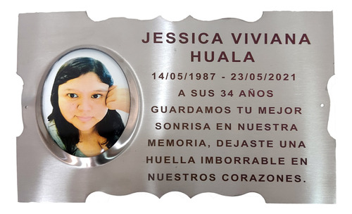 Placa Recordatoria Cementerio 30x20 Borde Calado Acero Inox