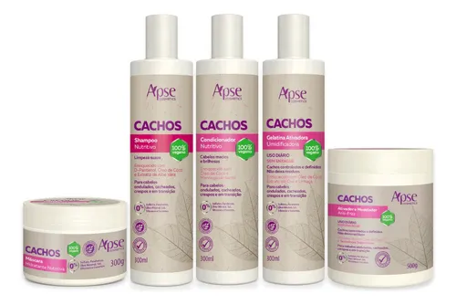 Kit Tratamento Profissional Completo Vegano Cachos Apse