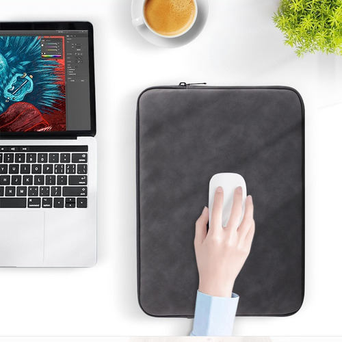 Funda Protectora Laptop Impermeable Alta Calidad Pu Piel Gris Oscuro 14 Pulgadas