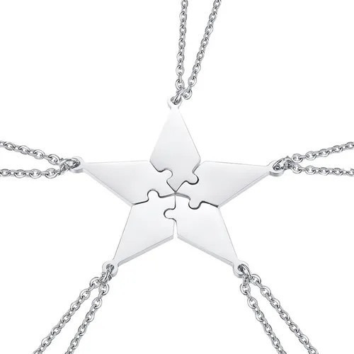 ` Collar Con Colgante De Rompecabezas De Estrella De Acero