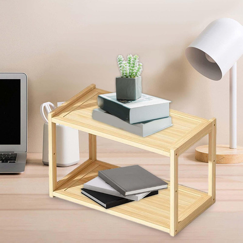 Fj Organizador De Almacenamiento De Madera De 2 Niveles