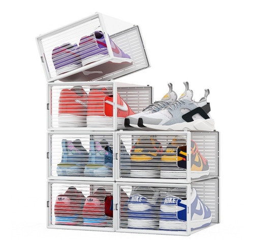 Mu:4life 6 Cajas Transparente Organizador Apilable Zapateros Color Blanco