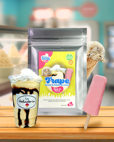 Base En Polvo Para Helado Duro, Paleta Y Frappe
