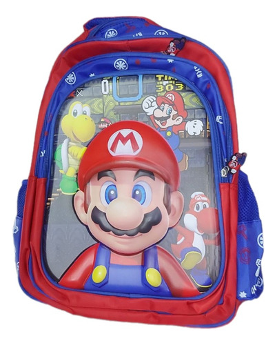 Mochila Morral Mario Infantil+ Lonchera+ Cartuchera Kit X 3