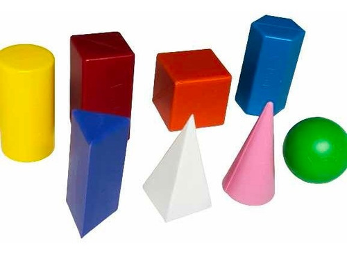 Figuras Geométricas Volumen Plástico Primaria Educativo C/8
