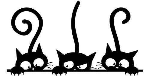 Adesivo De Parede - Três Gatos Felinos Amigos Amor Pets