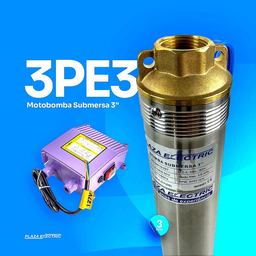 Motobomba Submersa 1 Hp 3 Polegadas Control Box 220v 3 Fios