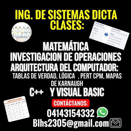 Matematicas, Calculo. Programacion Lineal.  Karnaugh, Boole