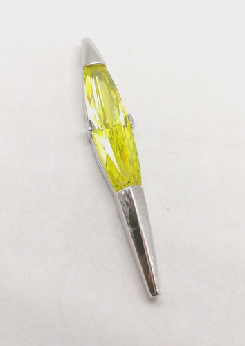 Imagen 3 de 5 de Dije Plata Dama Cristal Austriaco Amarillo Ley .925