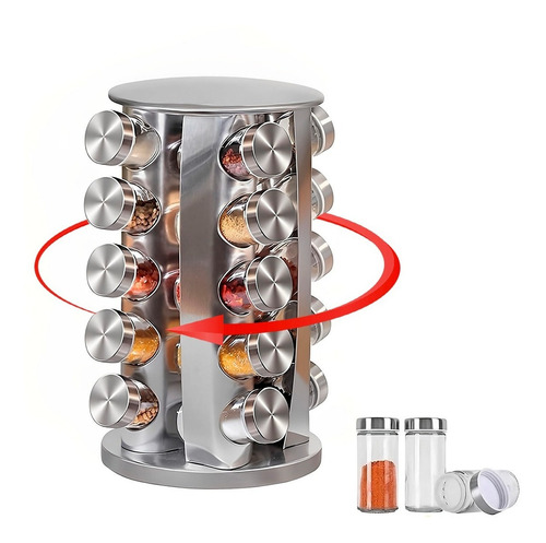 Especiero Giratorio Con 20 Frascos - Organizador De Cocina