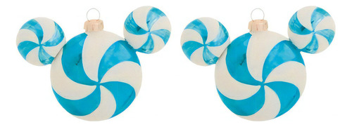 Bola De Natal Mickey Premium Azul E Branca - 8cm -2 Unid