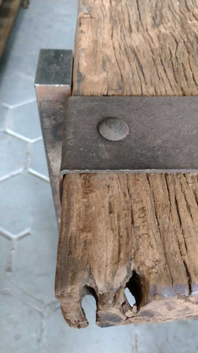 Imagen 3 de 9 de Barra Con Ruedas Base Hierro Tablon Madera Dura Ajada