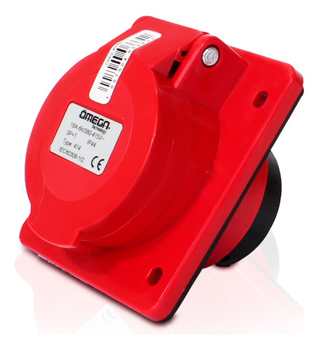 5 Tomada Embutir 3p+t 16a Vermelha 6h 380/415v Omg 4046 Cor Vermelho