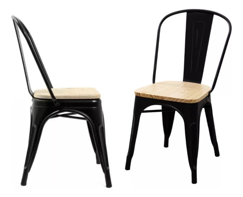 Sillas Dejaus Tolix Madera, Set De 2 Unidades