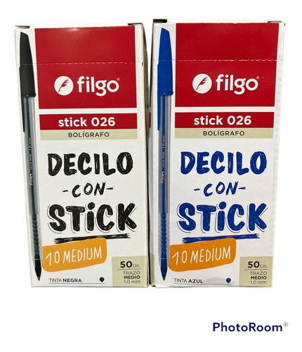 Imagen 1 de 1 de Caja X 50u Boligrafo Birome Lapicera Filgo Stick 026 Azul