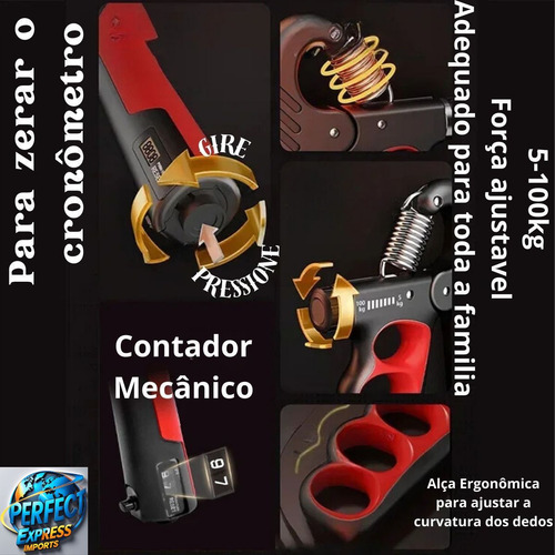 2 Hand Grip Fortalecedor De Punho Mãos E Antebraço 5 A 100kg Ajuste Intensidade Treino Aparelho Fitness Fisioterapia