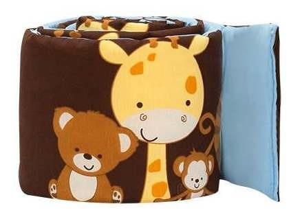Set De Edredón Para Cuna De Bebe, 6 Pzas. Varios Diseños. Azul Blue Safari