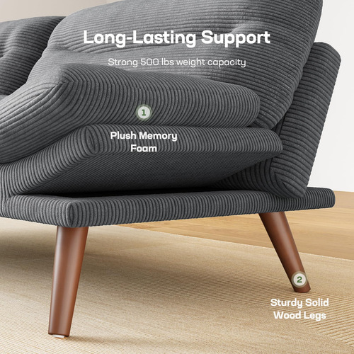 Sofá Cama Futón Ajustable Con Marco De Madera Gris Gris Diseño De La Tela