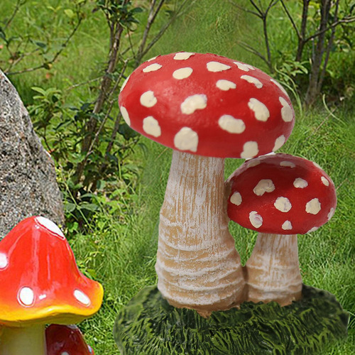 Figura De Cogumelo Criativa Decoração De Jardim 2 Cabeças