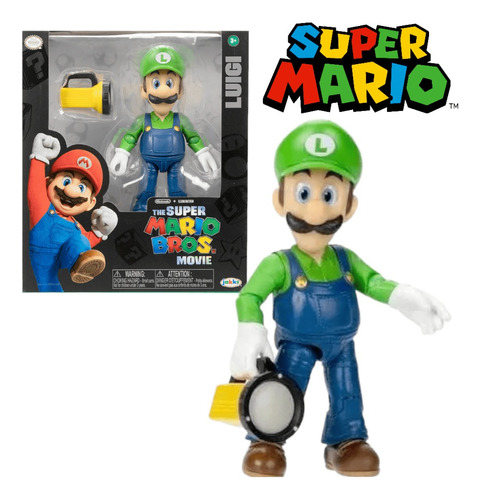 Super Mario Muñeco Figura Articulada 12cmd Luigi Accesorio