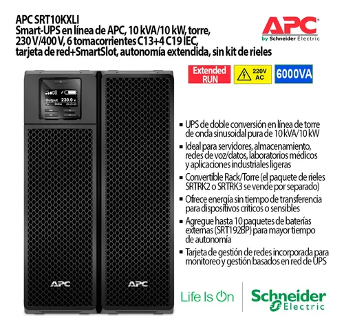 Smart Ups On Line Apc Srt10kxli Aut Extendida 10000va