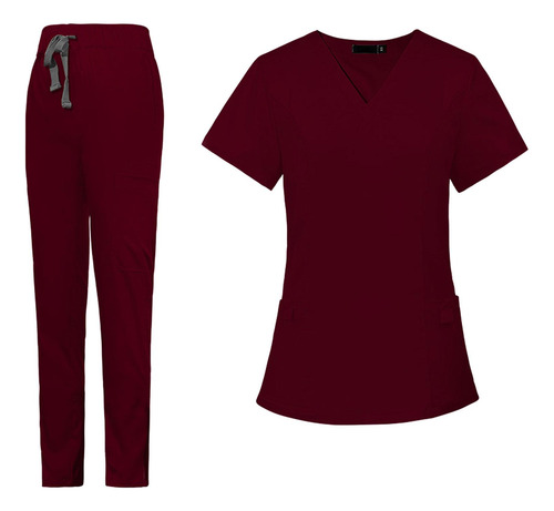 Conjunto De Uniforme Para Enfermería Con Cuello En V Para