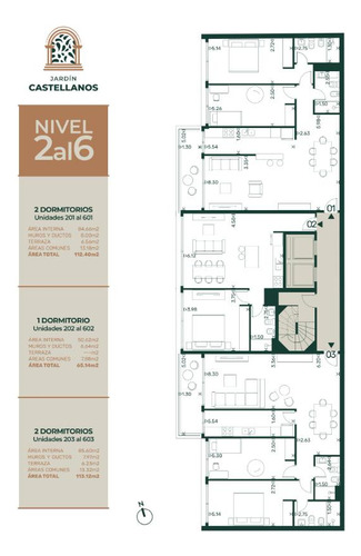 Apartamento, 2 Dormitorios, 2 Baños, Cocina Definida.