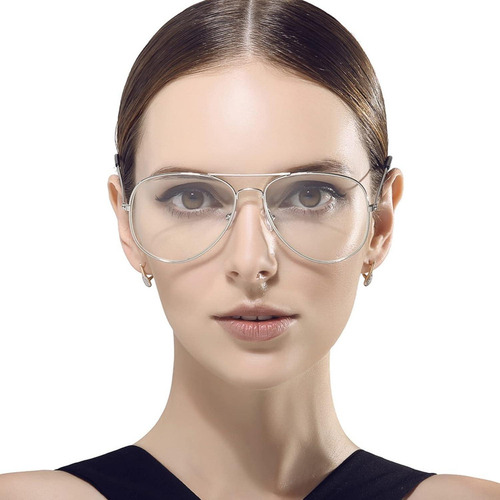 Gafas Aviador Clásicas Unisex Metal Lentes Transparentes