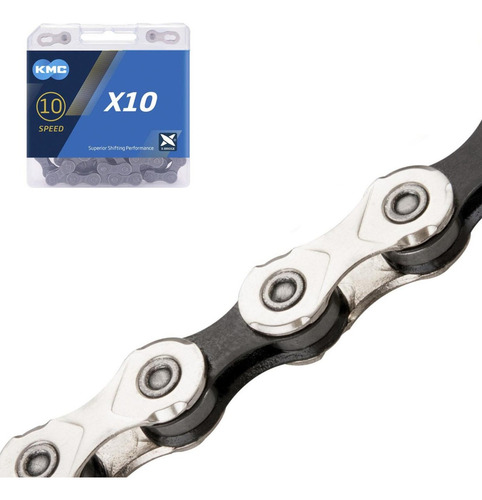 Corrente Kmc X10 Silver Prata 116l 10v 2x10v 3x10v Speed Mtb