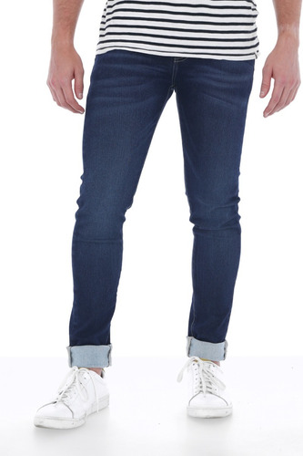 Pantalon Jeans Hombre Mezclilla Stretch Skinny Fit Liso Sm