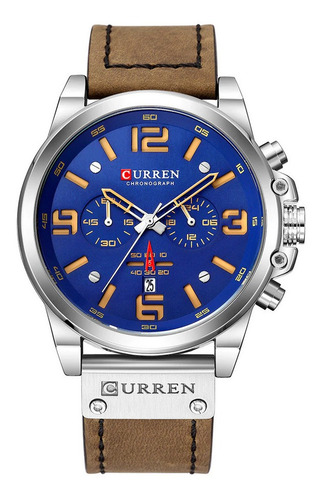 Imagen 2 de 5 de Reloj Curren Hombre Elegante Pulsera Cuero Cuarzo Cronógrafo