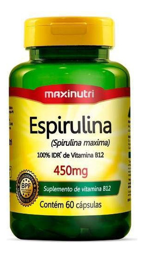 Suplemento En Cápsulas De Espirulina Maxinutri, 60 Cap