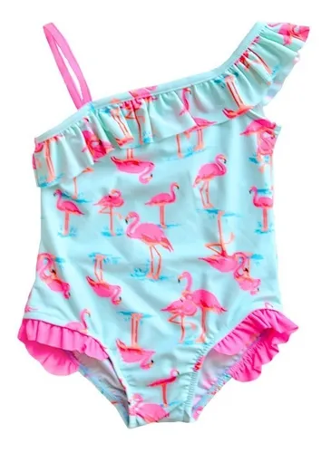 Traje De Baño Niña Bebe De Flamingos Verano