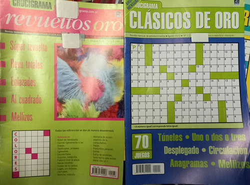 Crucigrama Clasicos De Oro X 8 Revistas C/50 Pg+2cruci Bolsi