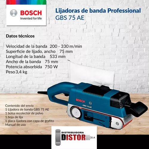 Lijadora De Banda Bosch Gbs 75 Ae 750w - 533mm Vel. Variable