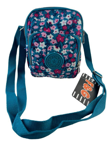 Bolsa Feminina Handbag Mão Porta Celular Pequena Cor Azul Florido