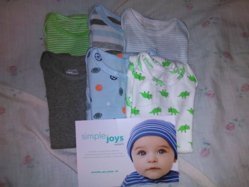 Set 6 Body Bebe Carters Simple Joys 0-6meses Envio Gratis