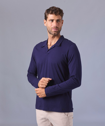 Mbo Polo Manga Larga Jersey Cuello Resort Azul Oi24