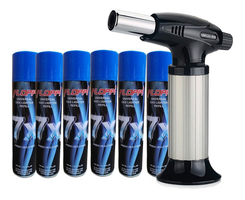 Imagen 1 de 4 de Mini Soplete+6gas Briquet Recargable Cocina Encendedor But*
