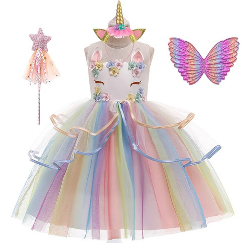 Vestido De Unicornio Hasta La Rodilla Para Niñas, Fiesta Inf