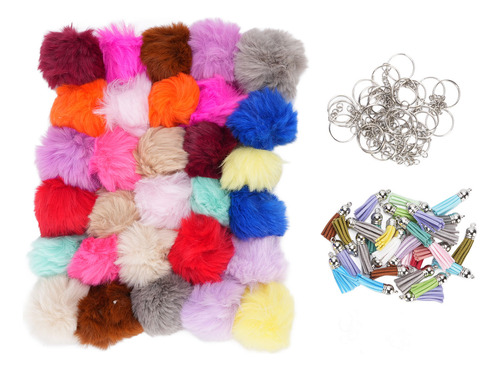 Llaveros Puff Ball Multicolores, Juego De 30 Accesorios Para