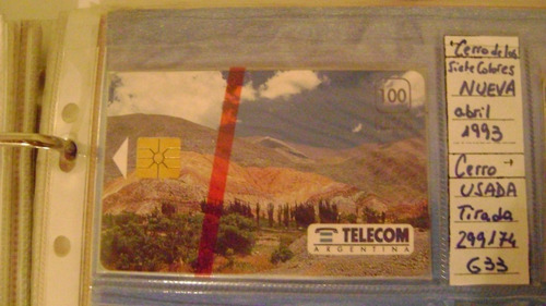 Tarjeta Telefonica Coleccion Telecom Cerro 7 Colores Nva