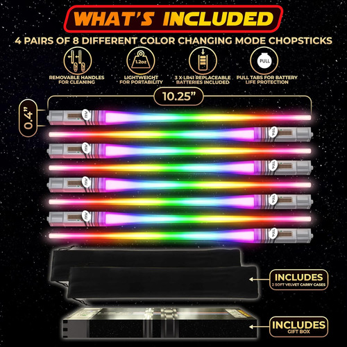 Lightsaber Chopsticks Light Up Star Wars Led Glowing 4 Pairs