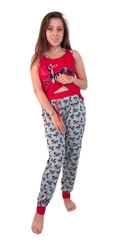 Pijama Mujer Conjunto Blusa Manga Sisa Pantalon Semientubado