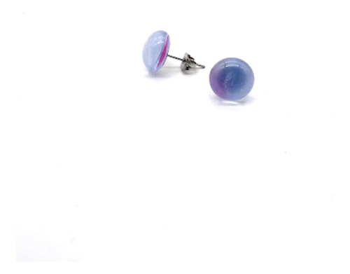 Imagen 2 de 4 de Arete Broquel Vetas Moradas