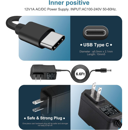 12v Ac/dc Adapter Usb-c Power Cord Compatible For Avapow ...